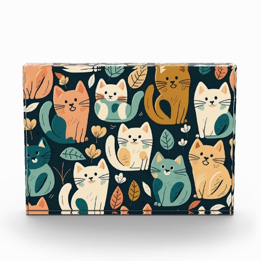 Künstlerisches Katzenmuster Niedlich Fotoblock (Vorderseite)