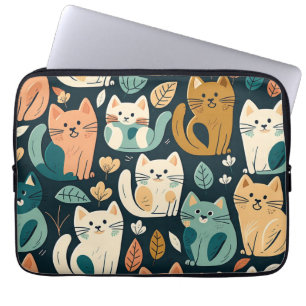 Künstlerisches Katzenmuster Niedlich Laptopschutzhülle