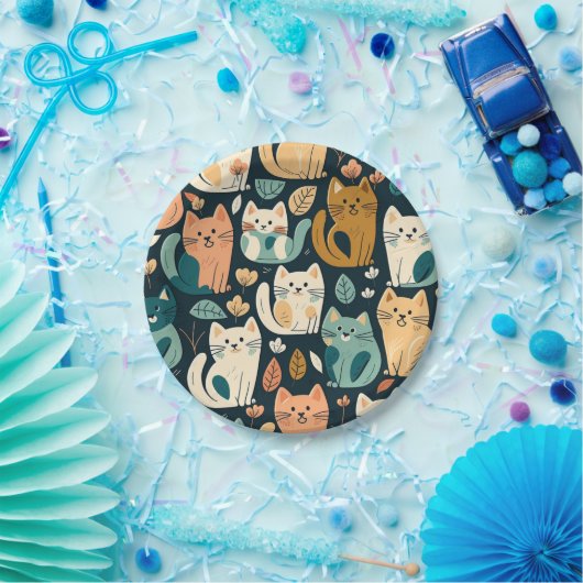 Künstlerisches Katzenmuster Niedlich Pappteller (Party)