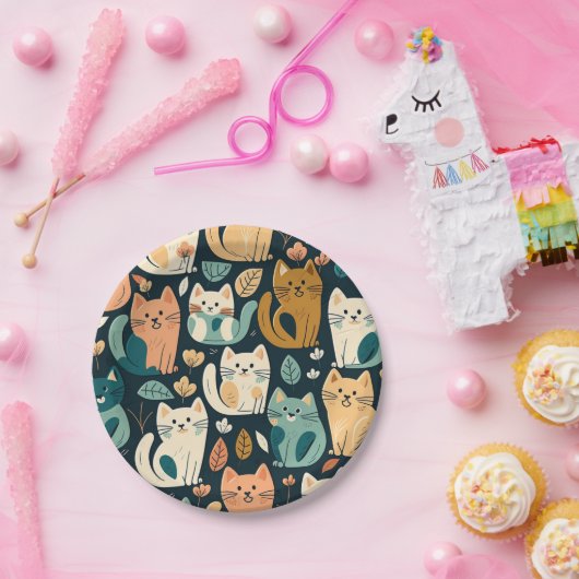 Künstlerisches Katzenmuster Niedlich Pappteller (Party)
