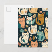 Künstlerisches Katzenmuster Niedlich Postkarte (Vorne/Hinten)