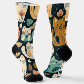 Künstlerisches Katzenmuster Niedlich Socken (Gewinkelt)