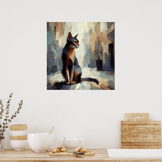 Künstlerisches Katzenposter Poster (Küche)