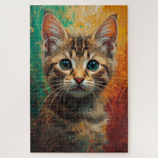 Künstlerisches Kitten Portrait - Vibrierende Ölmal Puzzle (Vertikal)