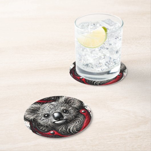 Künstlerisches Koala-Bärendesign Runder Pappuntersetzer (Vor Ort)