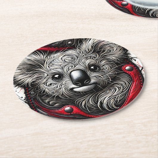Künstlerisches Koala-Bärendesign Runder Pappuntersetzer (Angewinkelt)