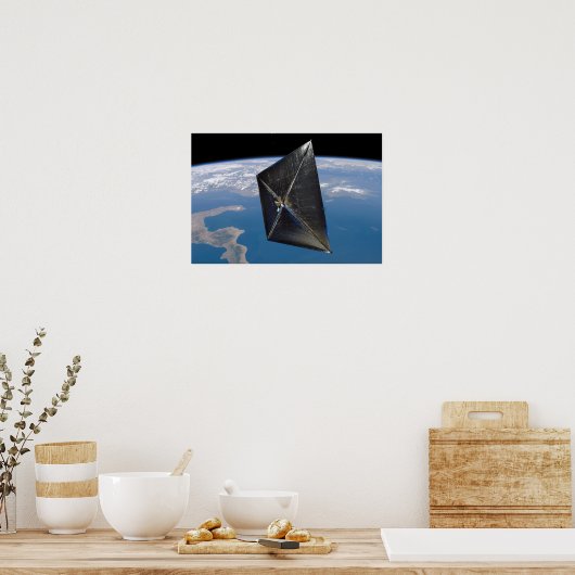 Künstlerisches Konzept von NanoSail-D im Weltraum Poster (Küche)