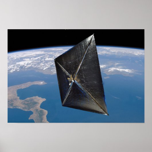 Künstlerisches Konzept von NanoSail-D im Weltraum Poster (Vorne)