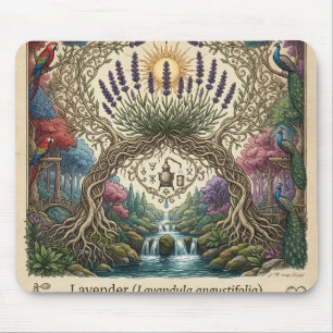 Künstlerisches Lavendelblüten- und Wasserfall-Maus Mousepad