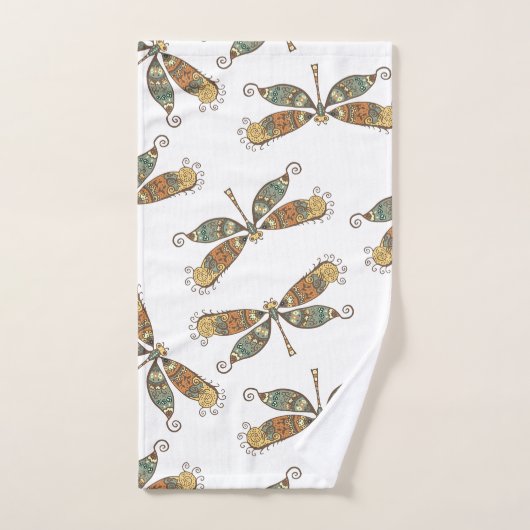 Künstlerisches Libellen-Muster Badhandtuch Set (Handtuch)
