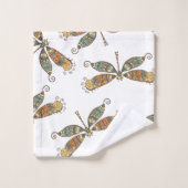 Künstlerisches Libellen-Muster Badhandtuch Set (Waschlappen)