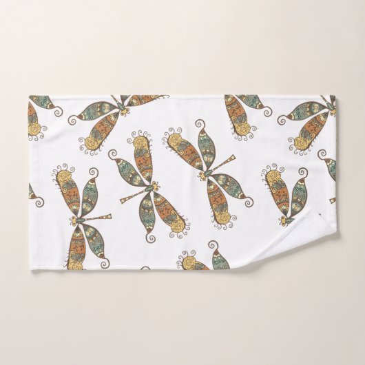 Künstlerisches Libellen-Muster Badhandtuch Set (Handtuch)