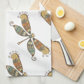 Künstlerisches Libellen-Muster Geschirrtuch (Viertel Falte)