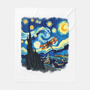 Künstlerisches Libellen-Shirt Van Gogh Sternennach Fleecedecke