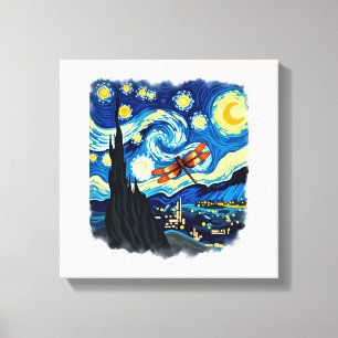 Künstlerisches Libellen-Shirt Van Gogh Sternennach Leinwanddruck