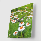 Künstlerisches Licht und farbenfrohe weiße Gartend Quadratische Wanduhr (Winkel)