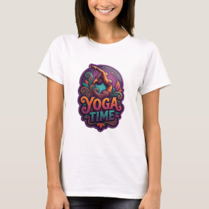 Künstlerisches lila YOGA TIME Text Design T-Shirt