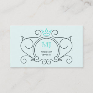 Künstlerisches Logo Crown Diamond Gem Gray Aqua Visitenkarte