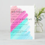 Künstlerisches Minimalistisches Rosa Aqua Einladung (Stehend Vorderseite)