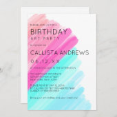 Künstlerisches Minimalistisches Rosa Aqua Einladung (Vorne/Hinten)