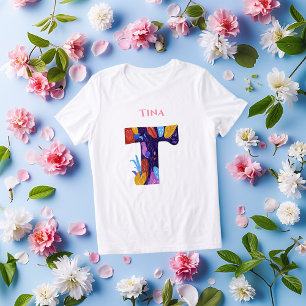 Künstlerisches Monogramm - Buchstabe T Fett & Farb Tri-Blend Shirt