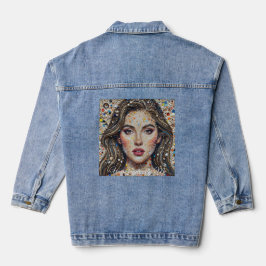 Künstlerisches Mosaikportrait – Einzigartige Aussa Jeansjacke