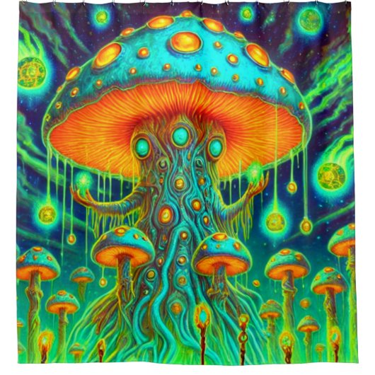 Künstlerisches Mushroom-Design Duschvorhang (Vorderseite)