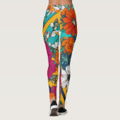 Künstlerisches Muster mit bunten Blume Leggings (Rückseite)