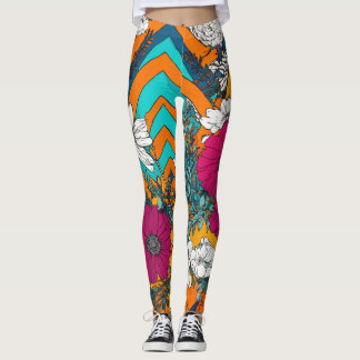 Künstlerisches Muster mit bunten Blume Leggings