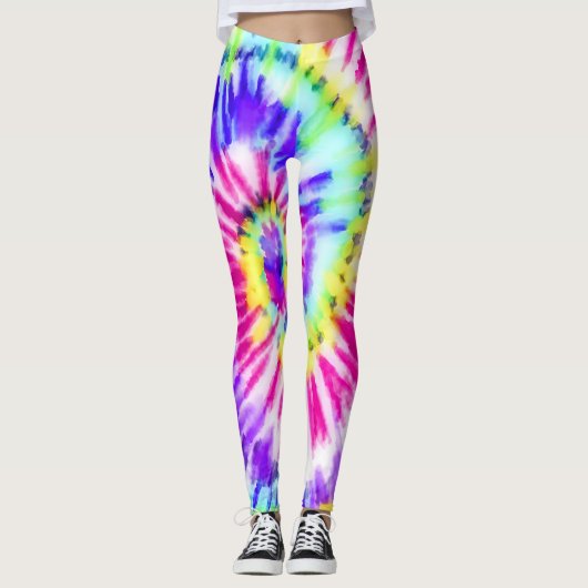 Künstlerisches Neon-Regenbogen-Gefärbte Krawatte W Leggings (Vorderseite)
