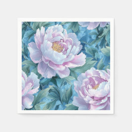 Künstlerisches Pastell Peonies Gouache Muster Serviette