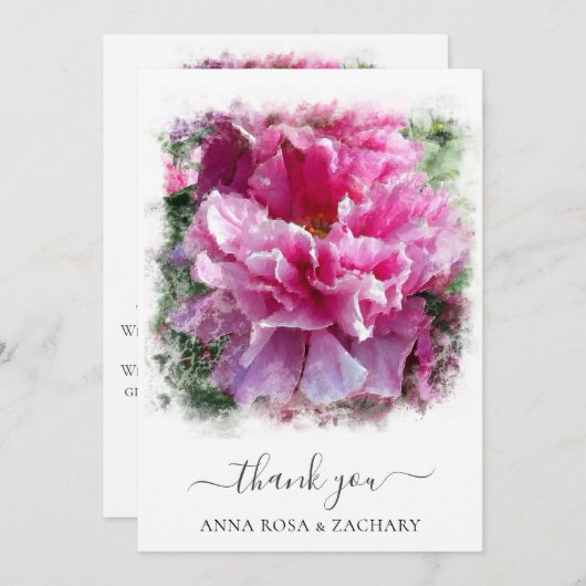 *~* Künstlerisches Peony Painting Dankeschön Karte (Vorne/Hinten)