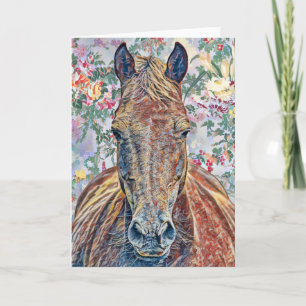 Künstlerisches Pferd auf Vintage-Muster-Kunst-Noti Karte