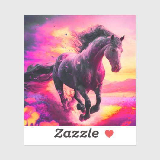 Künstlerisches Pferd Aufkleber (Blatt)