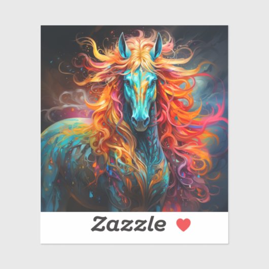 Künstlerisches Pferd Aufkleber (Blatt)