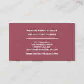 Künstlerisches Pferd, Reitlehrer, Akademie Visitenkarte (Rückseite)