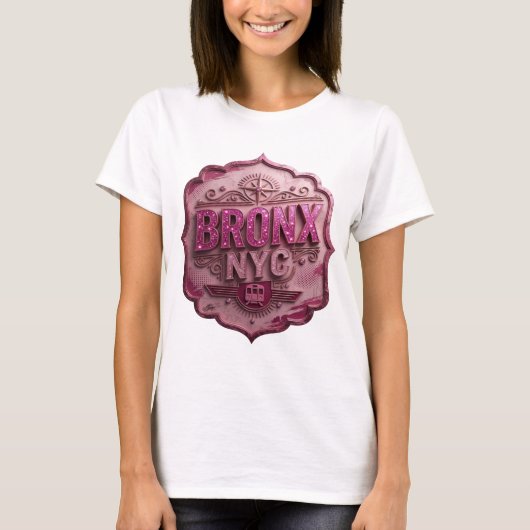 Künstlerisches Pink BRONX NYC Statement T-Shirt (Vorderseite)