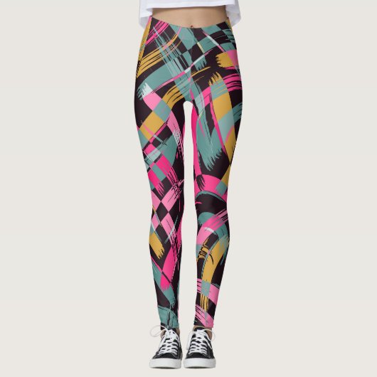 Künstlerisches Pinselstrichmuster Leggings (Vorderseite)