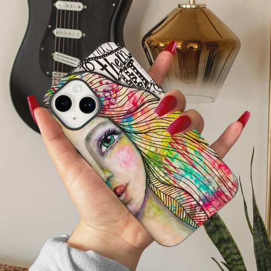 Künstlerisches Portrait Girl Bold Schwarz-weißer S Case-Mate iPhone Hülle