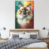 Künstlerisches Ragdoll Cat Portrait Vibranit Ölgem Leinwanddruck (Insitu (Schlafzimmer))