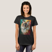 Künstlerisches Ragdoll Cat Portrait Vibranit Ölgem T-Shirt (Vorne ganz)