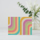Künstlerisches Retro-Regenbogen-Groove-Muster Postkarte (Stehend Vorderseite)