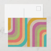 Künstlerisches Retro-Regenbogen-Groove-Muster Postkarte (Vorne/Hinten)