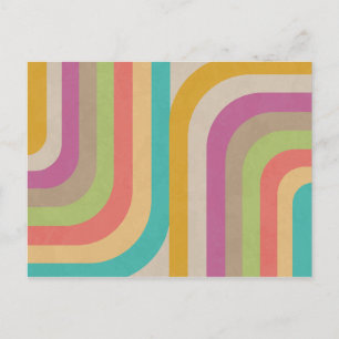 Künstlerisches Retro-Regenbogen-Groove-Muster Postkarte