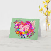 Künstlerisches Retroherz Karte (Gelbe Blume)