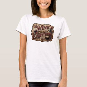 Künstlerisches Rosa WINE HEILT ALLES 3D Text Kunst T-Shirt
