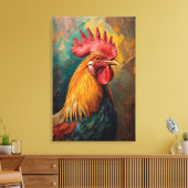 Künstlerisches Roster Portrait Vibrant Ölgemälde Leinwanddruck (Insitu (Wohnzimmer))