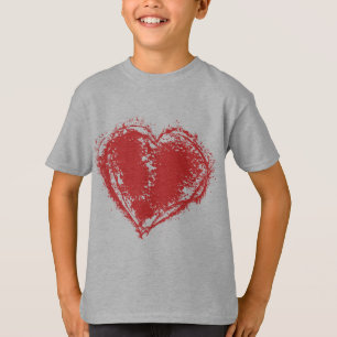 Künstlerisches rotes abgenutztes Herz Jungen T-Shi T-Shirt