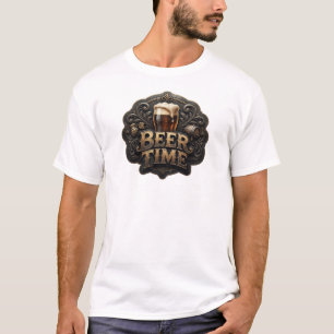 Künstlerisches rotes BEER TIME Grafik-T-Shirt T-Shirt