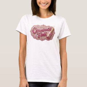 Künstlerisches rotes CHAMPAGNER-ZEIT benutzerdefin T-Shirt